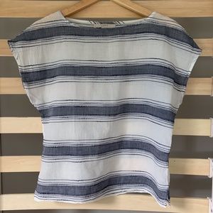 Ann Taylor LOFT Blue & White Striped Shirt